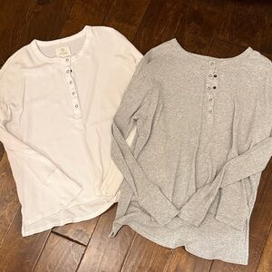 Cozy Henley Shirts - White and Gray